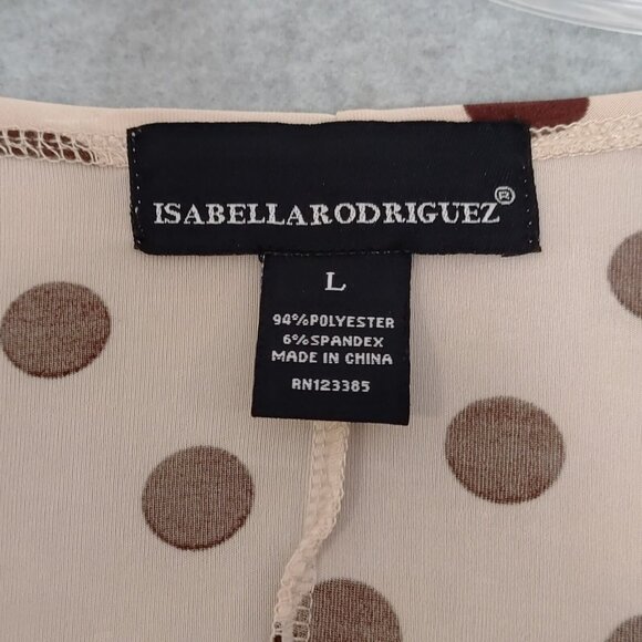 Isabella Rodriguez L Draped Front Polka Dot Classic Top Blouse 3/4 Sleeve Pink - Picture 4 of 10